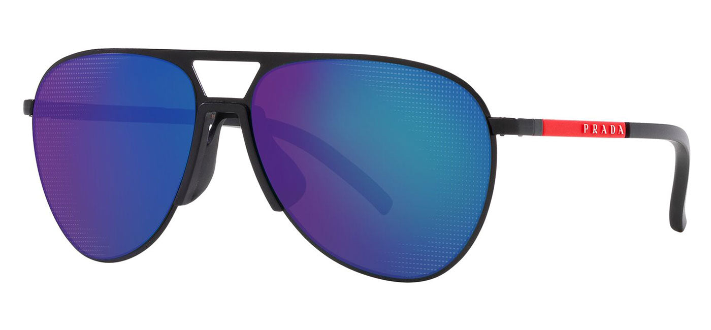Prada Linea Rossa PS 51XS Sunglasses - Matte Black / Light Green Mirror Blue