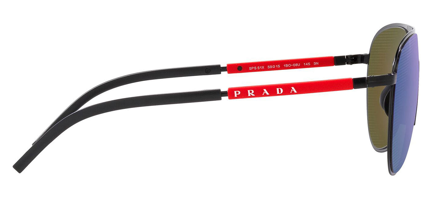 Prada Linea Rossa PS 51XS Sunglasses - Matte Black / Light Green Mirror Blue