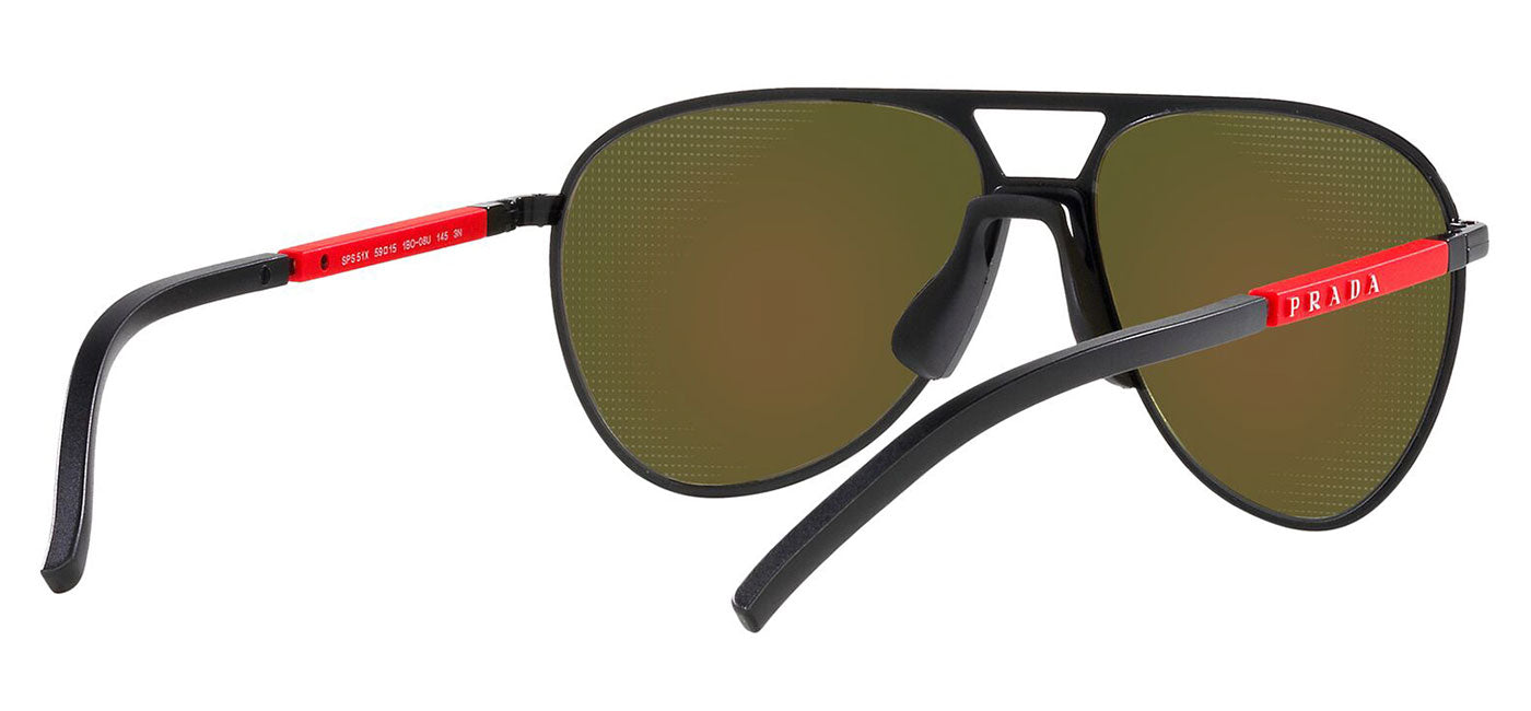 Prada Linea Rossa PS 51XS Sunglasses - Matte Black / Light Green Mirror Blue