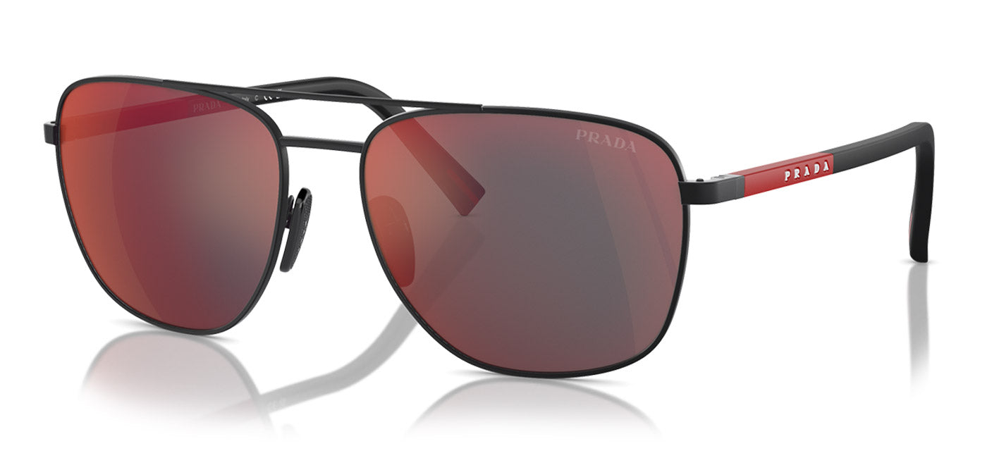 Prada Linea Rossa PS 54ZS Sunglasses - Black Rubber / Grey with Blue and Red Mirror