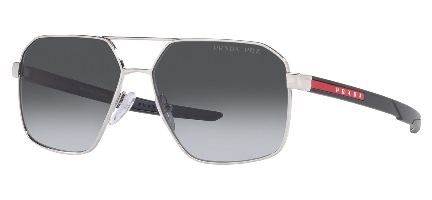Prada Linea Rossa PS 55WS Sunglasses - Silver / Grey Polarised