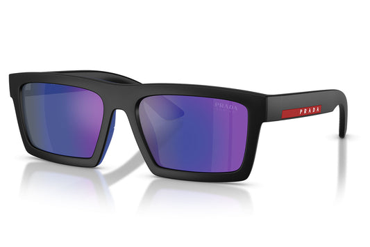 Prada Linea Rossa PS A07S Sunglasses - Matte Black / Dark Blue Mirror Violet