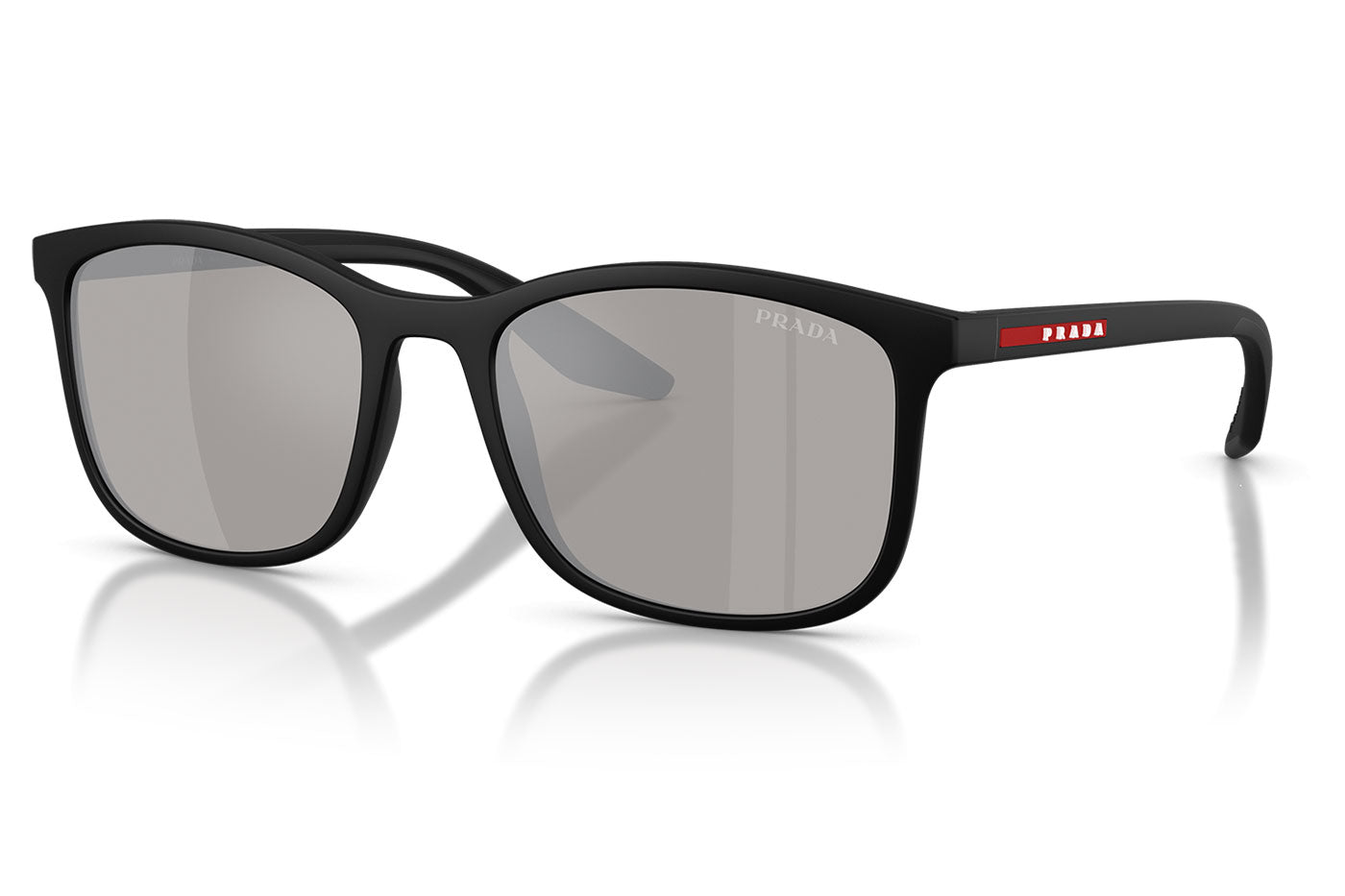 Prada Linea Rossa PS A08S Sunglasses - Matte Black / Light Grey Mirror Silver
