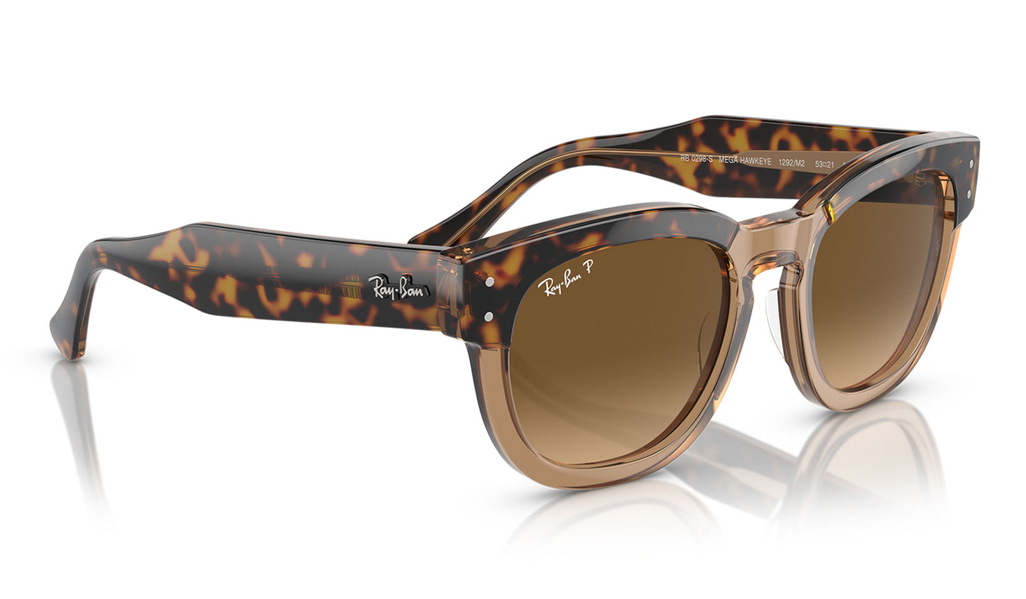 Ray-Ban RB0298S Mega-Hawkeye Sunglasses - Havana on Transparent Brown / Brown
