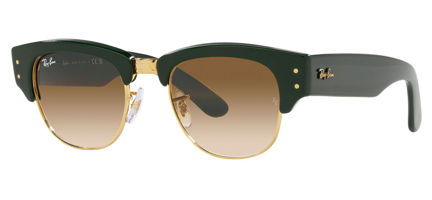 Ray-Ban RB0316S Mega Clubmaster Sunglasses - Polished Green on Gold / Light Brown Gradient