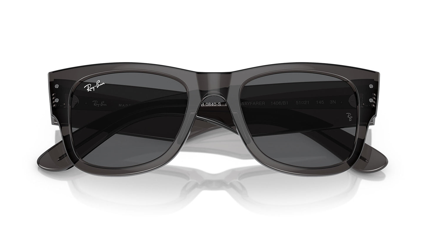 Ray-Ban RB0840S Mega Wayfarer Sunglasses - Transparent Black / Dark Grey