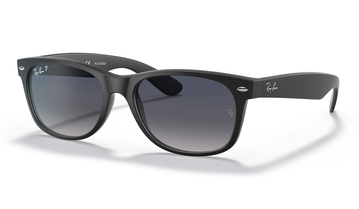 Ray-Ban RB2132 New Wayfarer Sunglasses - Matte Black / Blue-Grey Gradient Polarised