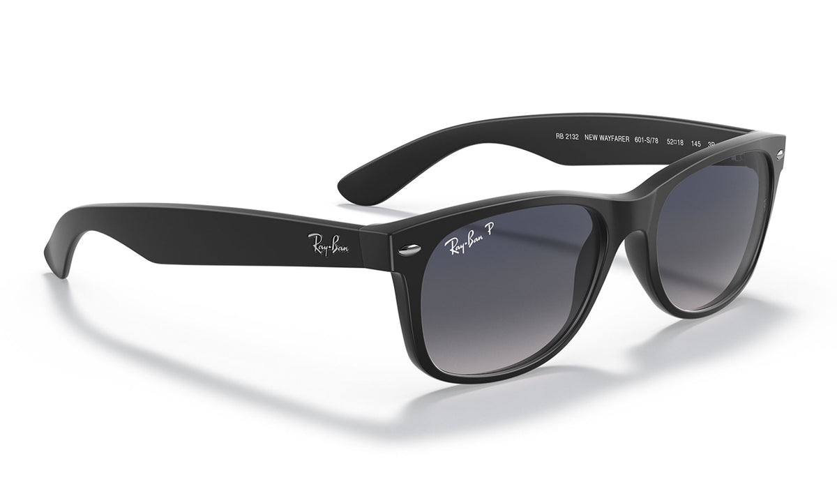 Ray-Ban RB2132 New Wayfarer Sunglasses - Matte Black / Blue-Grey Gradient Polarised