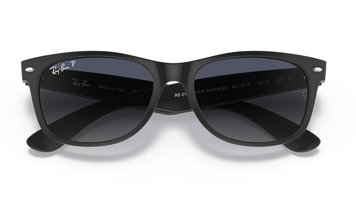Ray-Ban RB2132 New Wayfarer Sunglasses - Matte Black / Blue-Grey Gradient Polarised