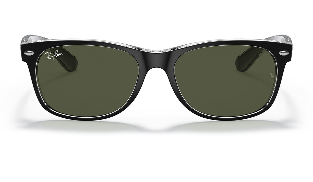 Ray-Ban RB2132 New Wayfarer Sunglasses - Black on Transparent / Green