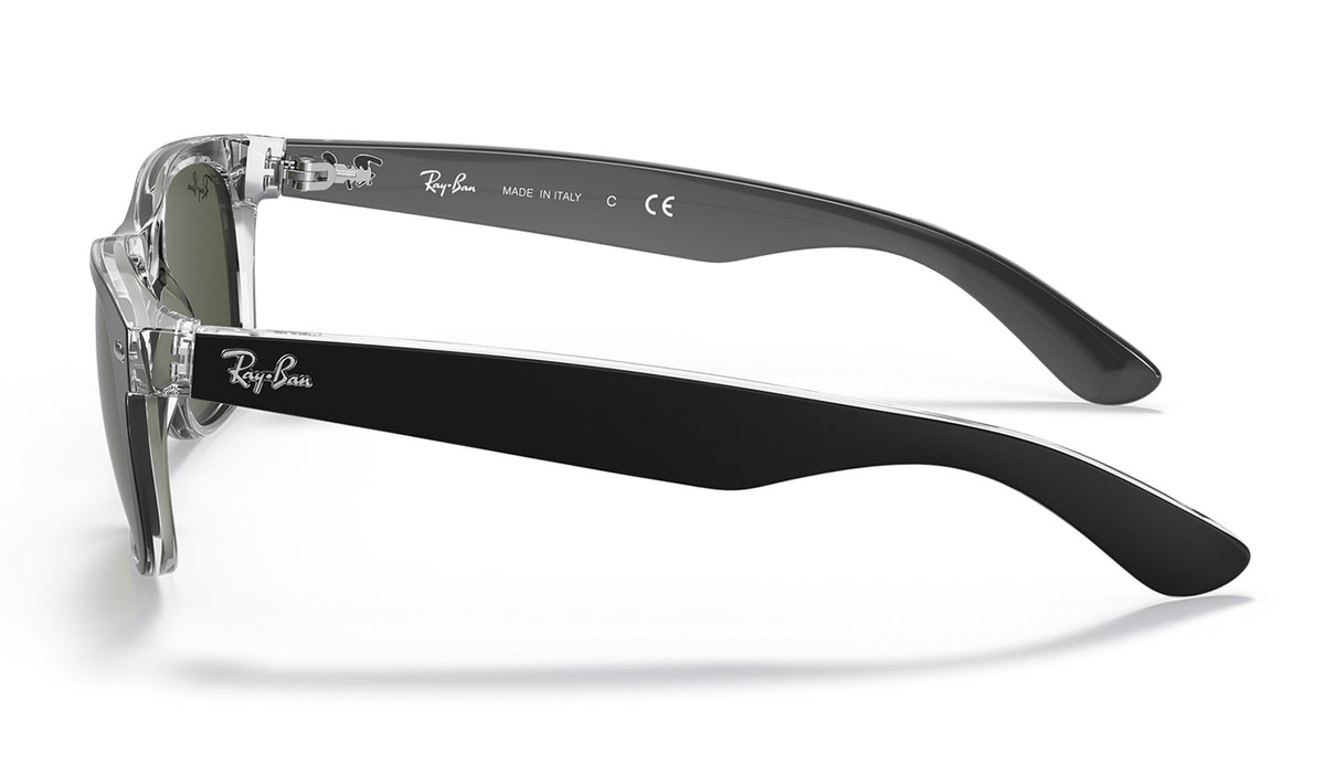 Ray-Ban RB2132 New Wayfarer Sunglasses - Black on Transparent / Green