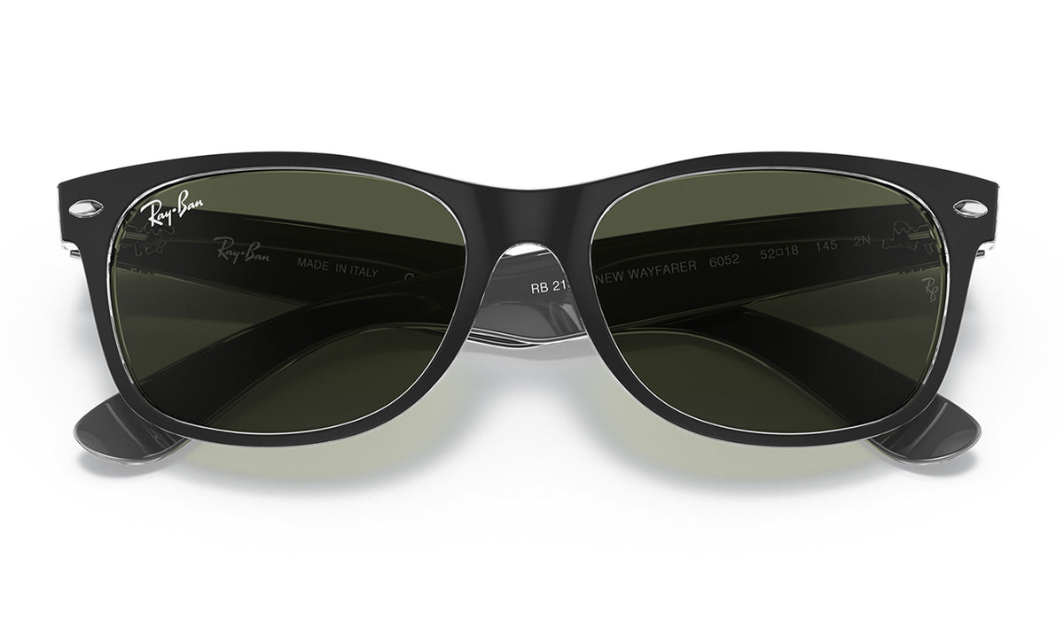 Ray-Ban RB2132 New Wayfarer Sunglasses - Black on Transparent / Green