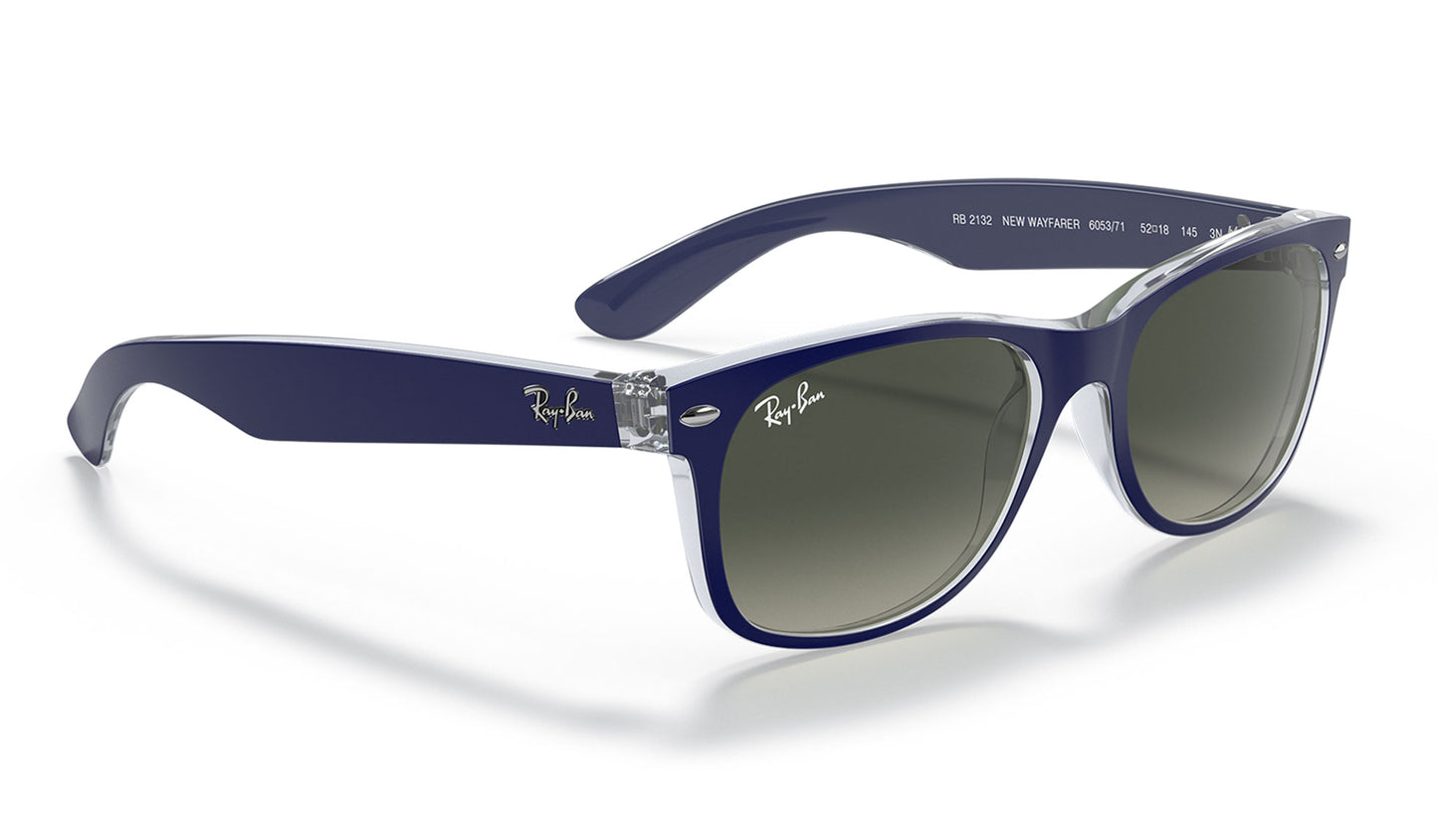 Ray-Ban RB2132 New Wayfarer Sunglasses - Blue & Transparent / Grey Gradient