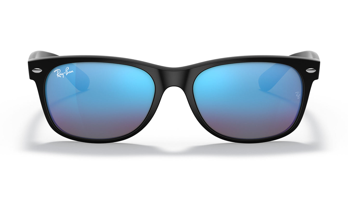 Ray-Ban RB2132 New Wayfarer Sunglasses - Matte Black / Blue Flash