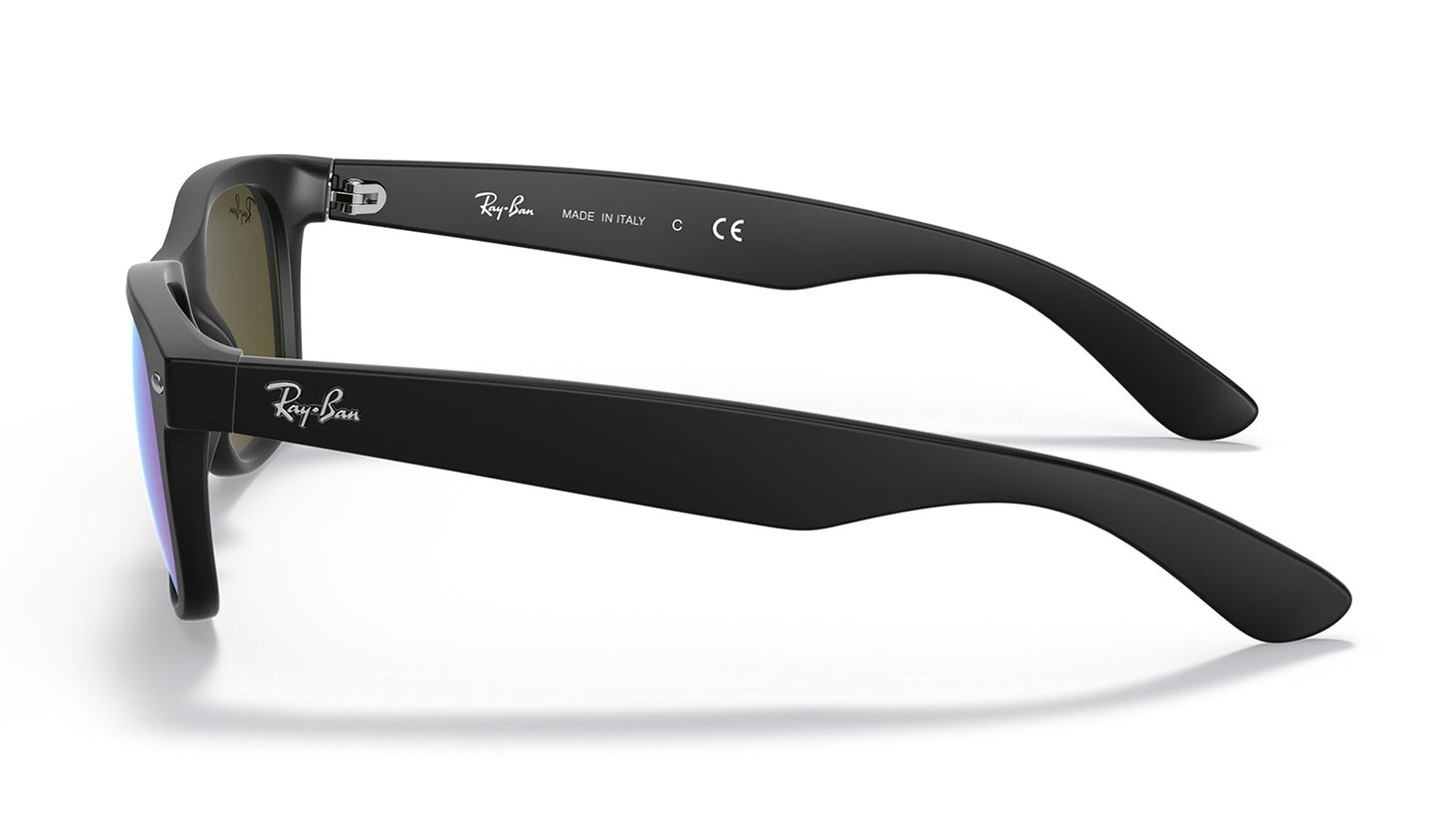 Ray-Ban RB2132 New Wayfarer Sunglasses - Matte Black / Blue Flash