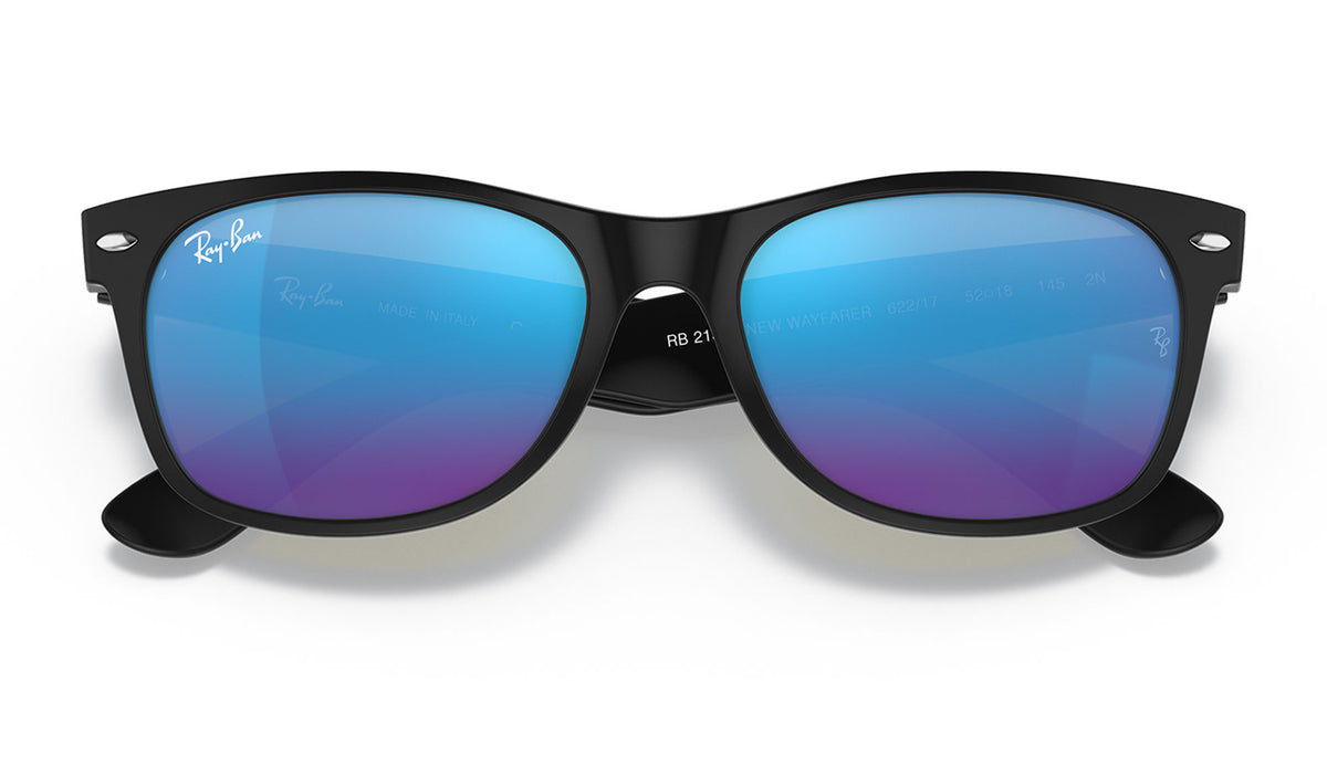 Ray-Ban RB2132 New Wayfarer Sunglasses - Matte Black / Blue Flash