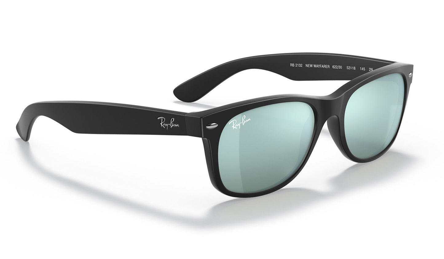 Ray-Ban RB2132 New Wayfarer Sunglasses - Matte Black / Silver Flash