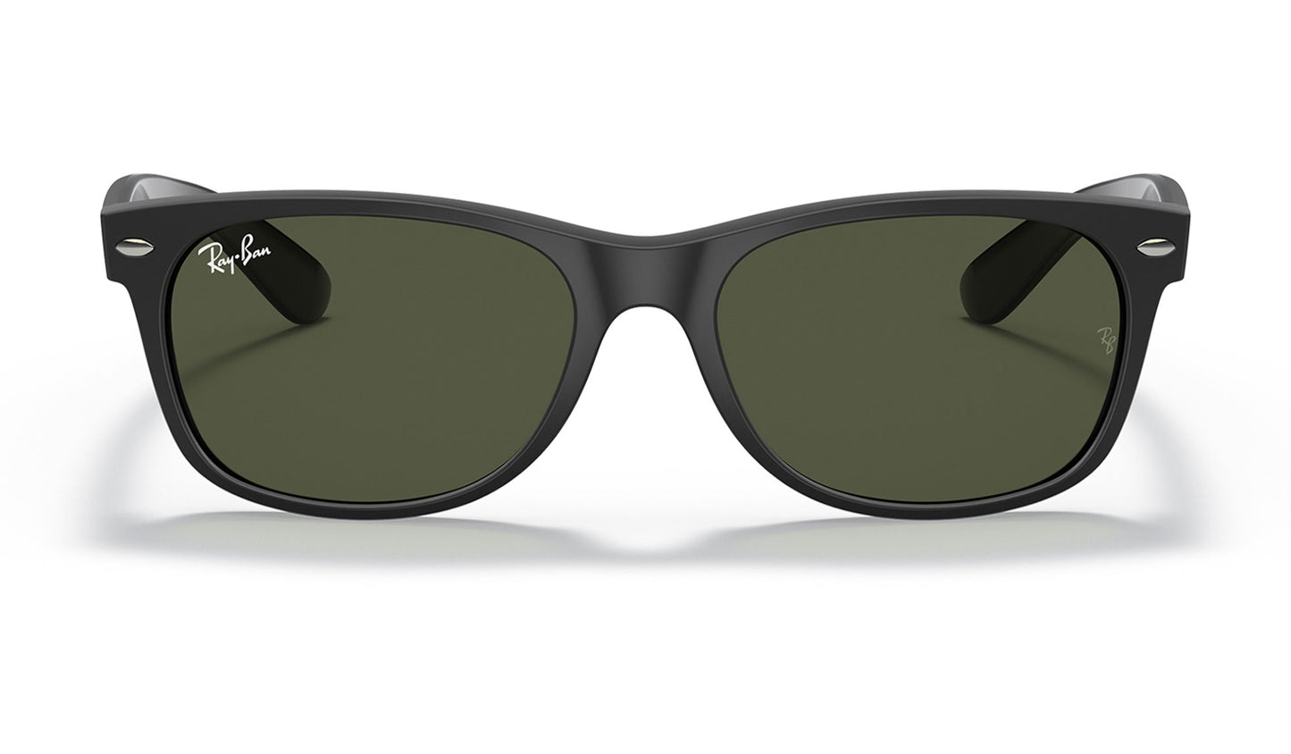 Ray-Ban RB2132 New Wayfarer Sunglasses - Rubber Black on Shiny Black / Green