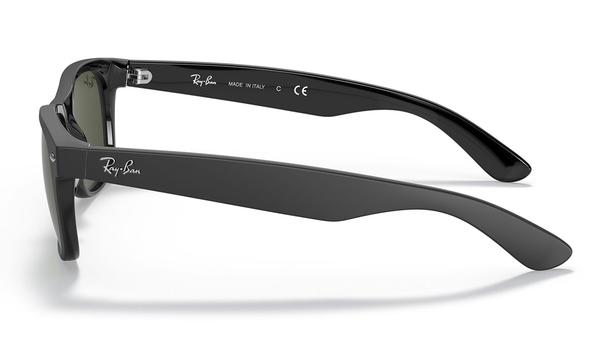 Ray-Ban RB2132 New Wayfarer Sunglasses - Rubber Black on Shiny Black / Green