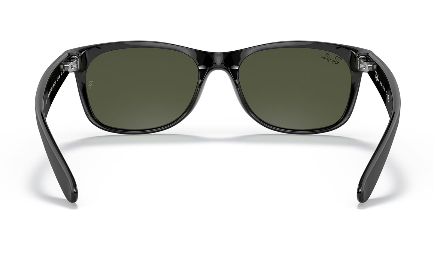 Ray-Ban RB2132 New Wayfarer Sunglasses - Rubber Black on Shiny Black / Green
