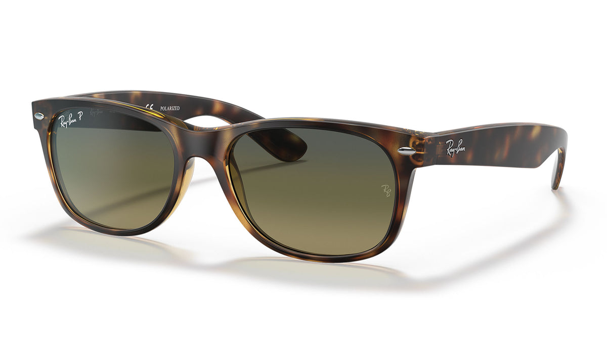 Ray-Ban RB2132 New Wayfarer Sunglasses - Matte Tortoise / Blue-Green Gradient Polarised