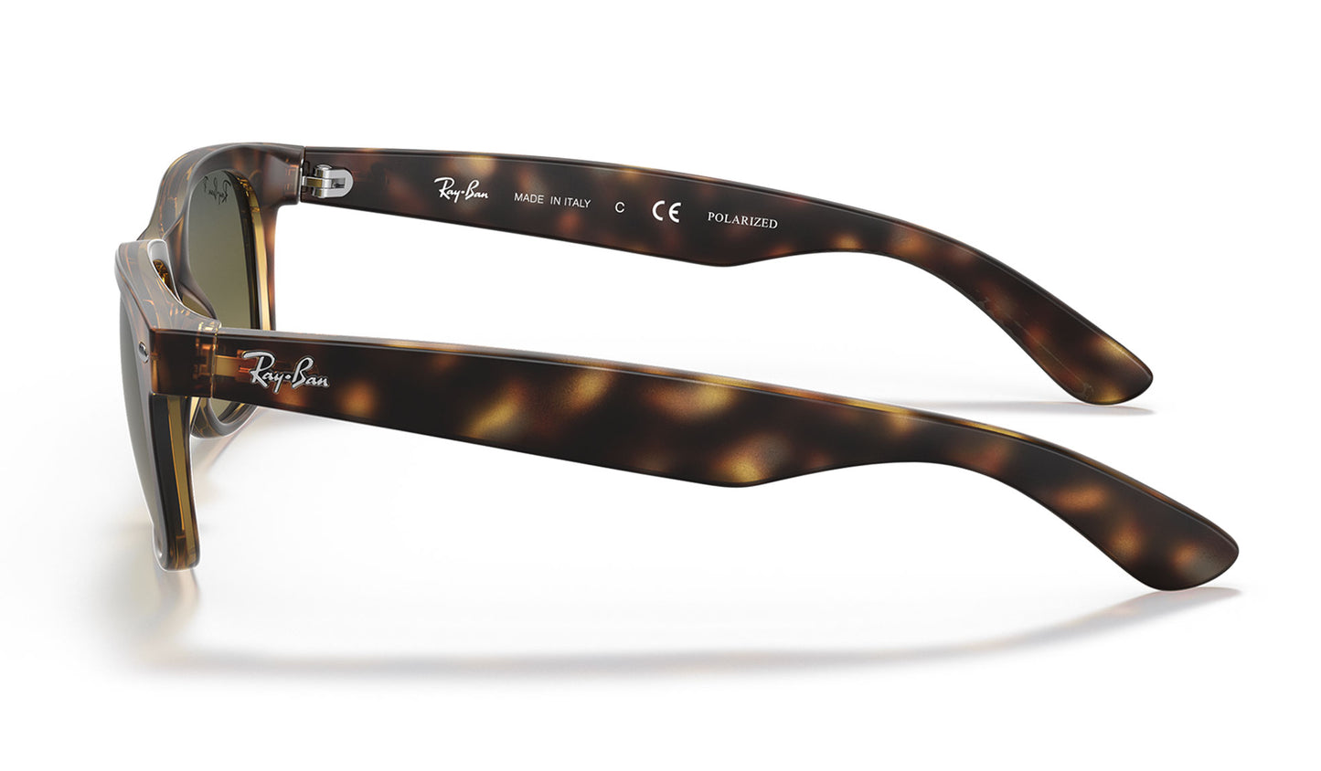 Ray-Ban RB2132 New Wayfarer Sunglasses - Matte Tortoise / Blue-Green Gradient Polarised