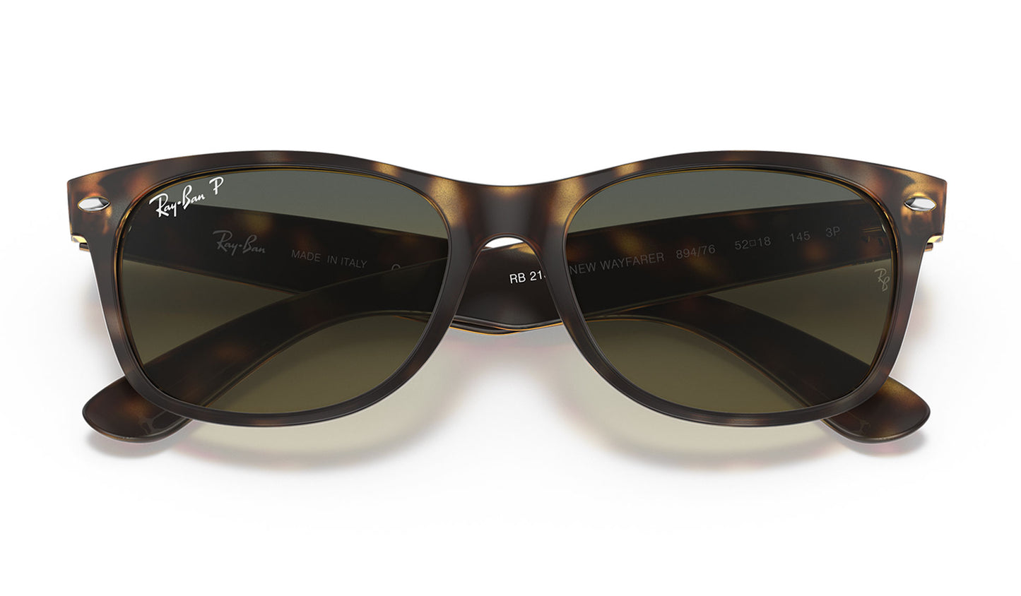 Ray-Ban RB2132 New Wayfarer Sunglasses - Matte Tortoise / Blue-Green Gradient Polarised