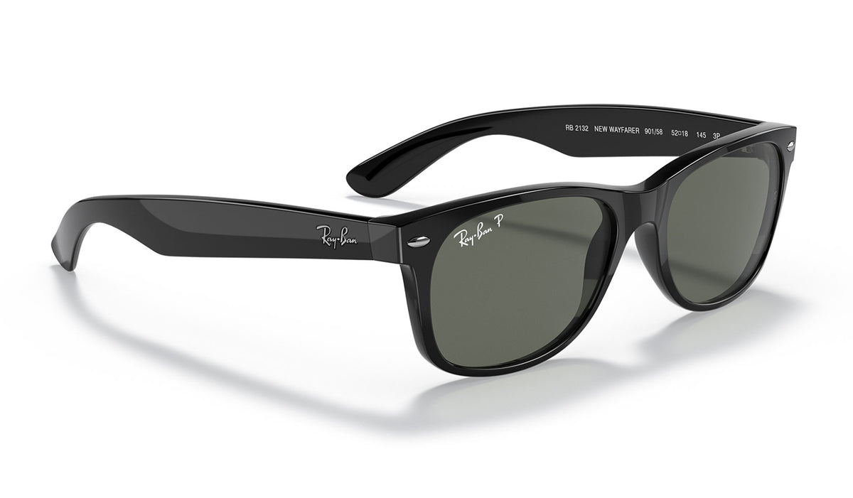 Ray-Ban RB2132 New Wayfarer Sunglasses - Black / Green Polarised