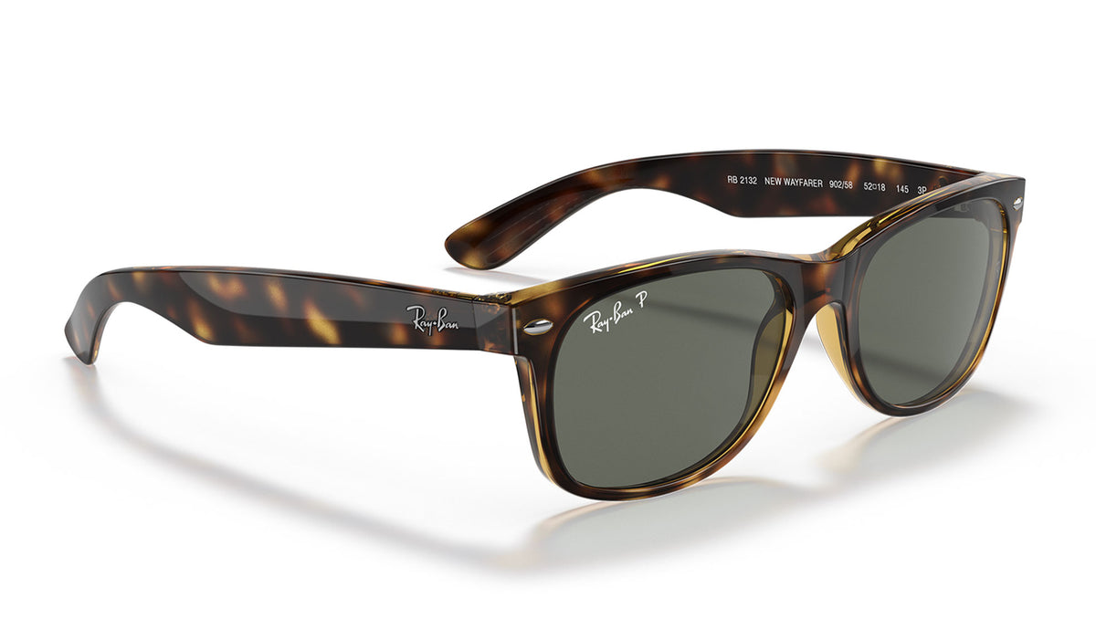 Ray-Ban RB2132 New Wayfarer Sunglasses - Tortoise / Green Polarised