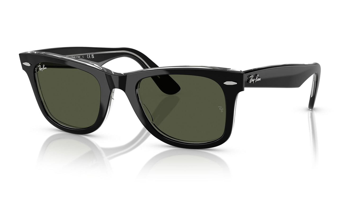 Ray-Ban RB2140 Original Wayfarer Sunglasses - Black On Transparent / Green