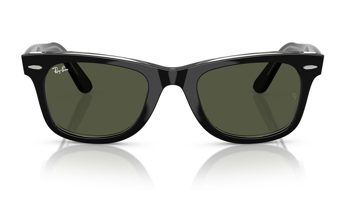 Ray-Ban RB2140 Original Wayfarer Sunglasses - Black On Transparent / Green