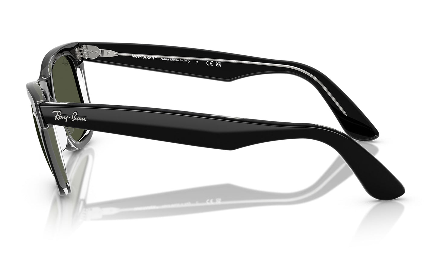 Ray-Ban RB2140 Original Wayfarer Sunglasses - Black On Transparent / Green