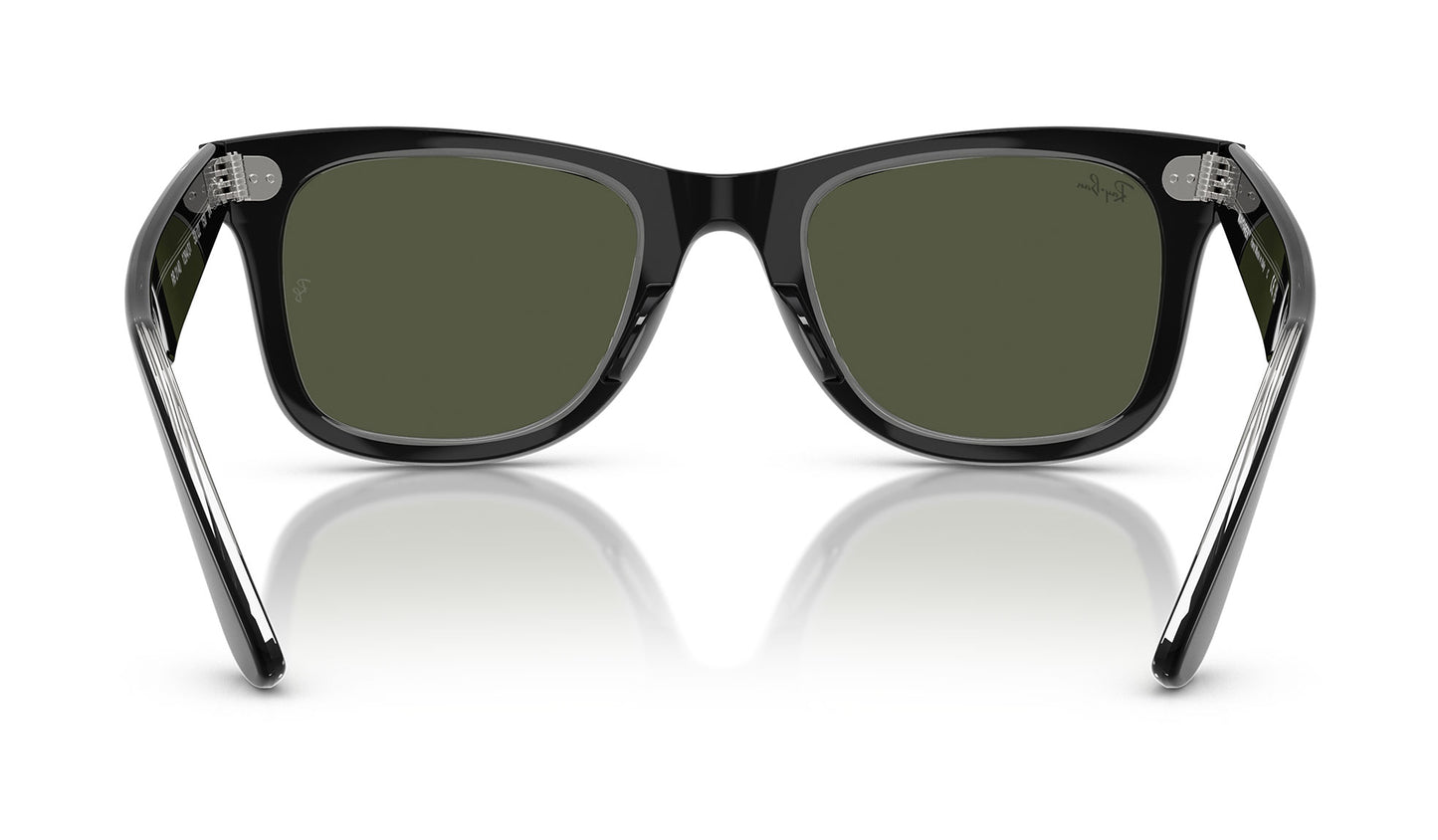 Ray-Ban RB2140 Original Wayfarer Sunglasses - Black On Transparent / Green