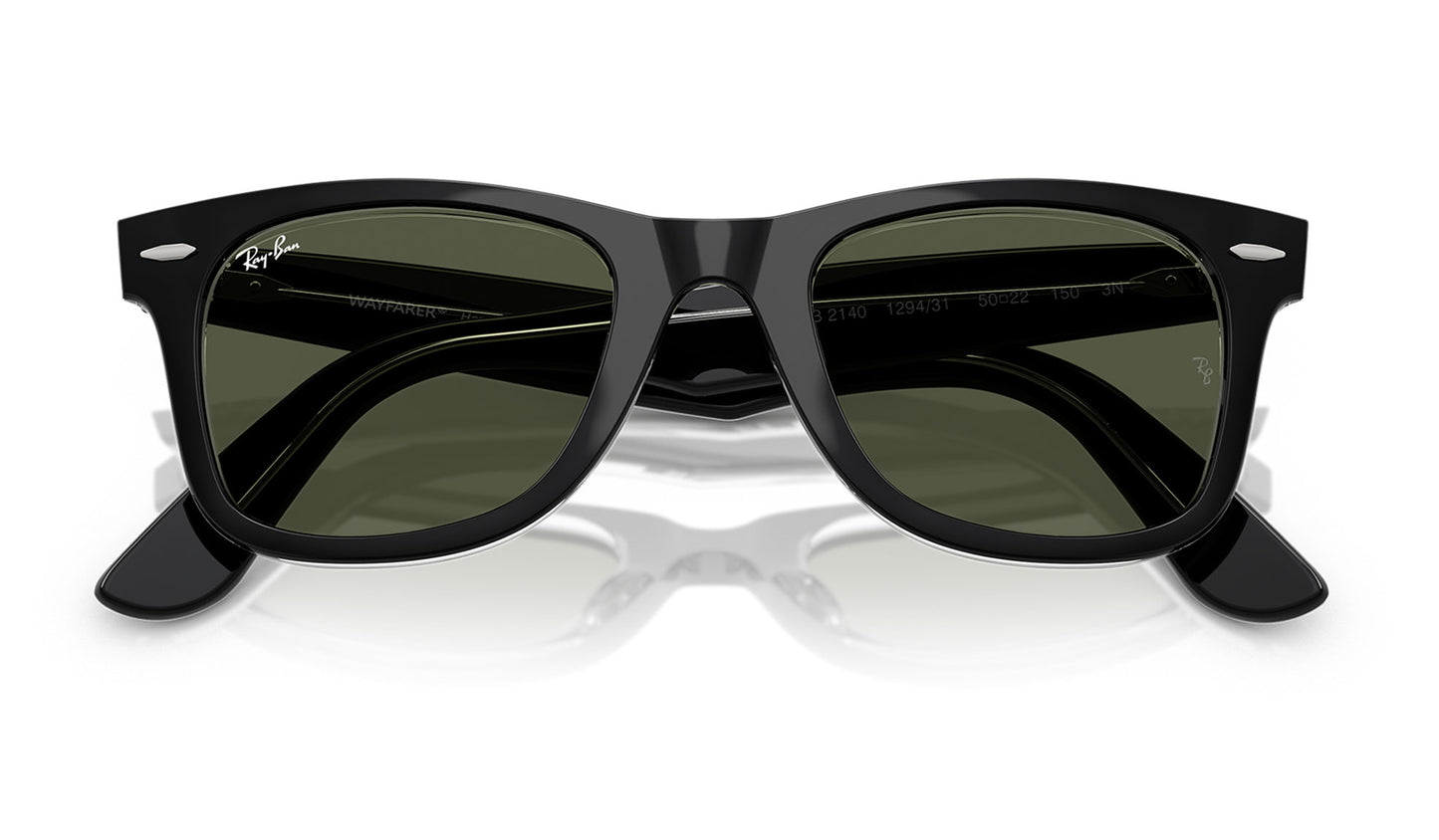Ray-Ban RB2140 Original Wayfarer Sunglasses - Black On Transparent / Green