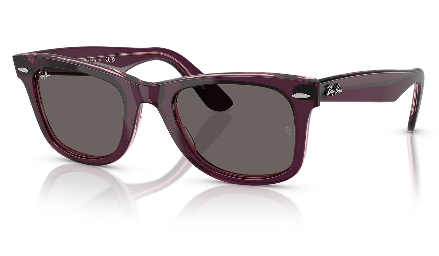 Ray-Ban RB2140 Original Wayfarer Sunglasses - Violet On Transparent Pink / Dark Grey