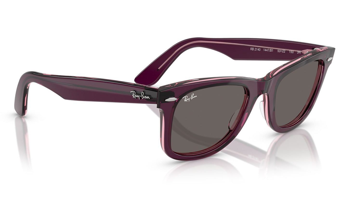 Ray-Ban RB2140 Original Wayfarer Sunglasses - Violet On Transparent Pink / Dark Grey