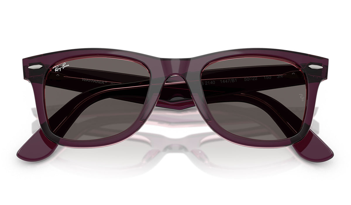 Ray-Ban RB2140 Original Wayfarer Sunglasses - Violet On Transparent Pink / Dark Grey
