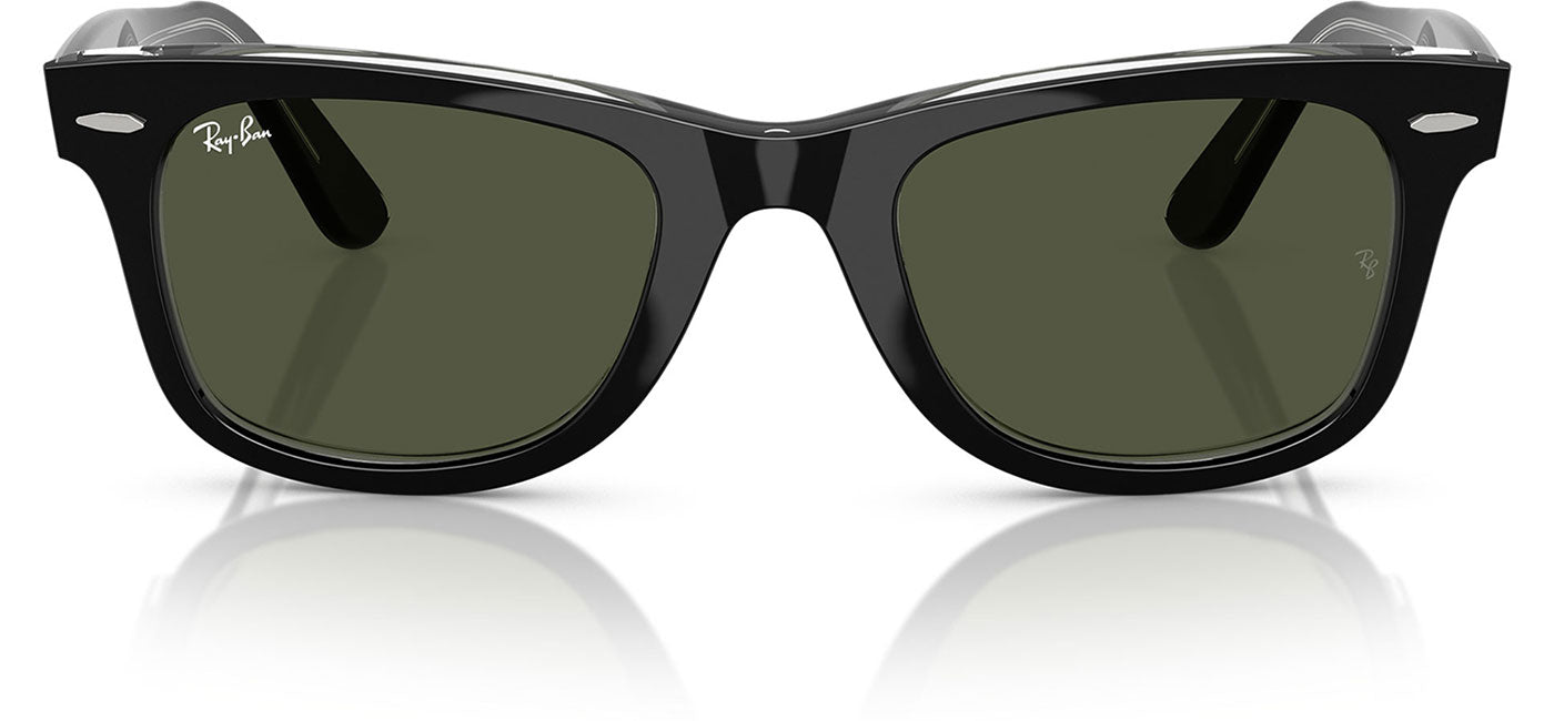 Ray-Ban RB2140 Original Wayfarer Sunglasses - Black On Transparent / Green