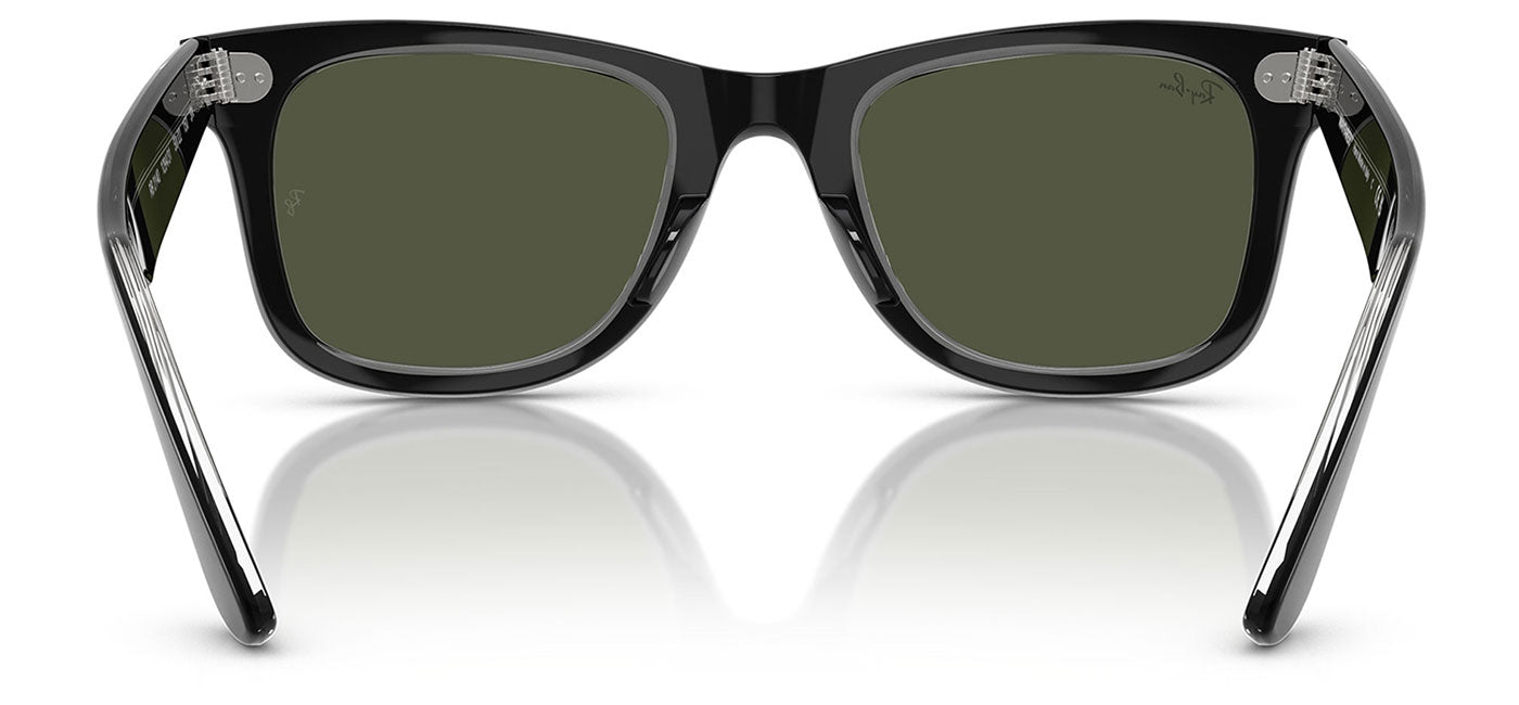 Ray-Ban RB2140 Original Wayfarer Sunglasses - Black On Transparent / Green