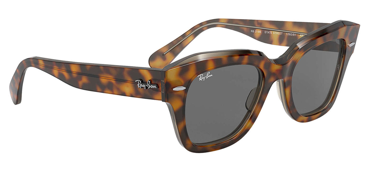 Ray-Ban RB2186 State Street Sunglasses - Havana on Transparent Light Brown / Dark Grey