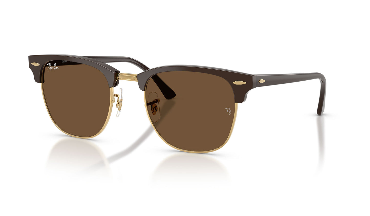 Ray-Ban RB3016 Clubmaster Sunglasses - Brown & Gold / Dark Brown
