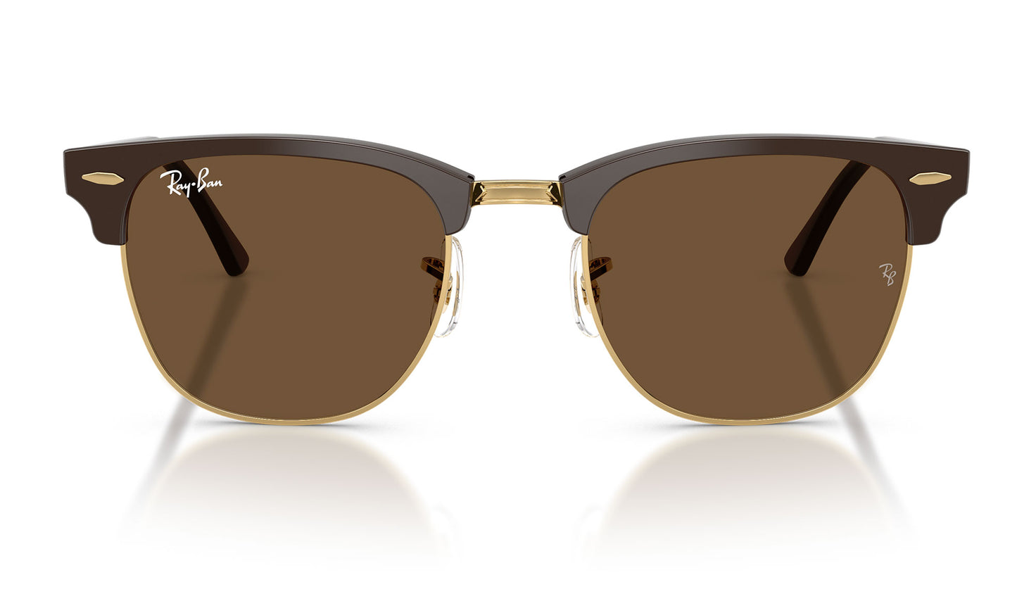Ray-Ban RB3016 Clubmaster Sunglasses - Brown & Gold / Dark Brown