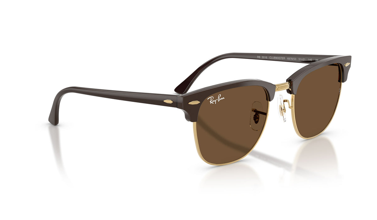 Ray-Ban RB3016 Clubmaster Sunglasses - Brown & Gold / Dark Brown