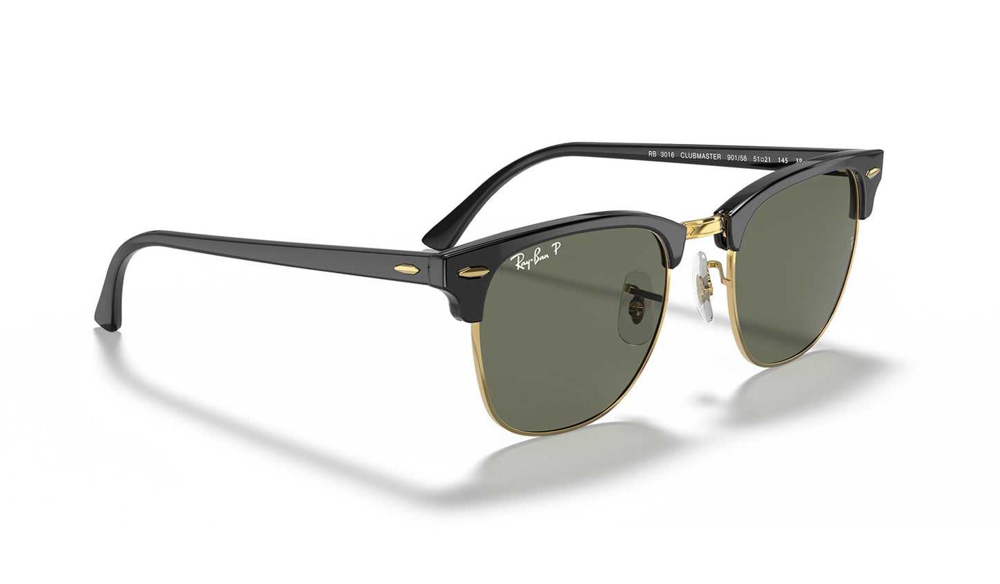Ray-Ban RB3016 Clubmaster Sunglasses - Black / Green Polarised