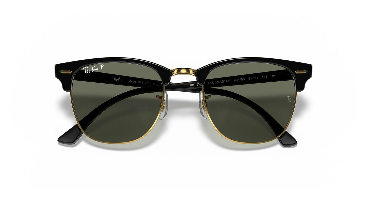 Ray-Ban RB3016 Clubmaster Sunglasses - Black / Green Polarised