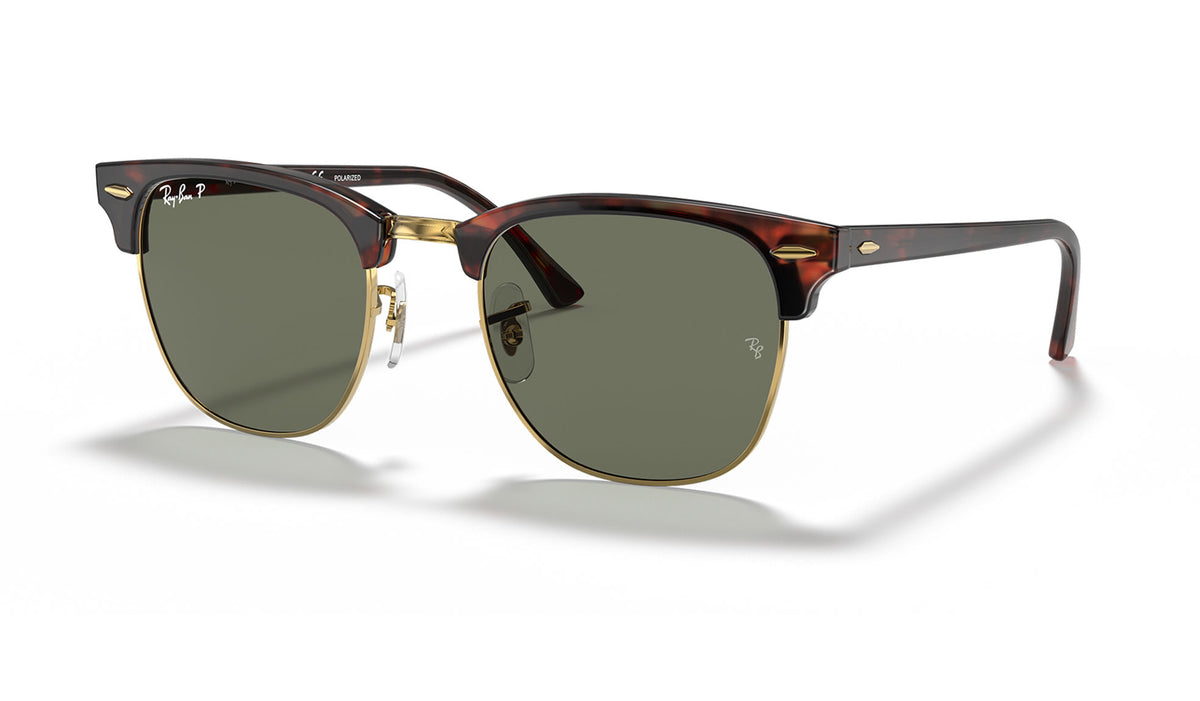 Ray-Ban RB3016 Clubmaster Sunglasses - Red Havana / Green Polarised