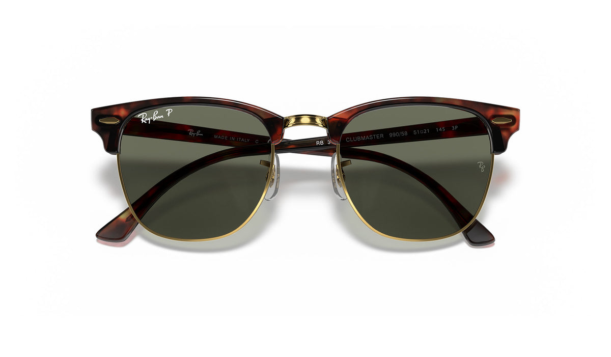 Ray-Ban RB3016 Clubmaster Sunglasses - Red Havana / Green Polarised