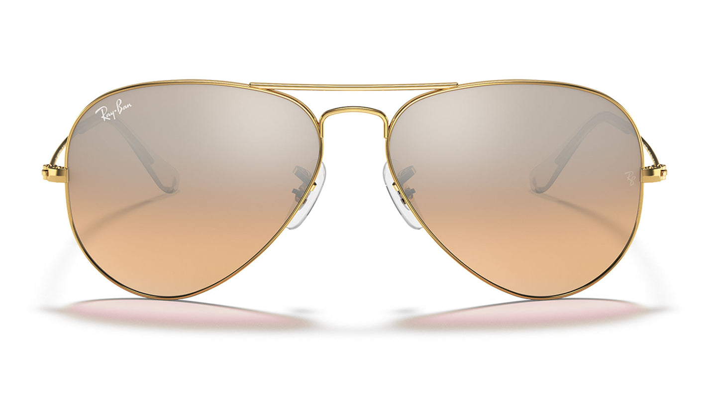 Ray-Ban RB3025 Aviator Sunglasses - Gold / Brown Pink Gradient Silver Mirror