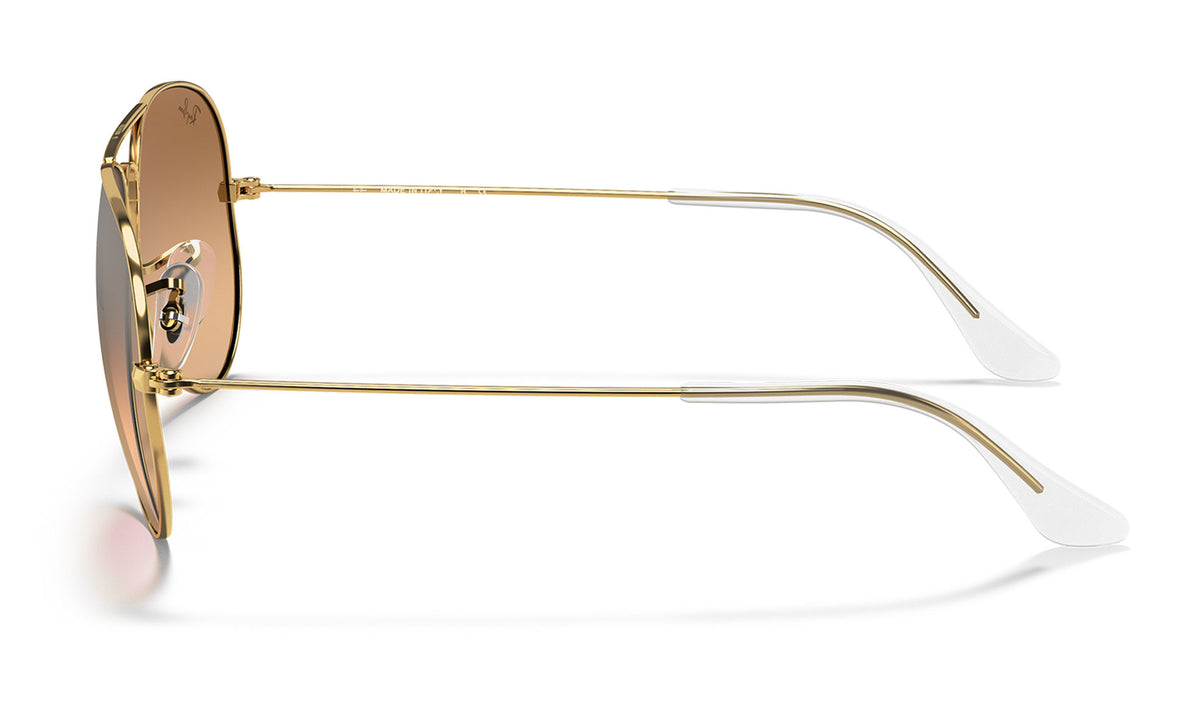 Ray-Ban RB3025 Aviator Sunglasses - Gold / Brown Pink Gradient Silver Mirror
