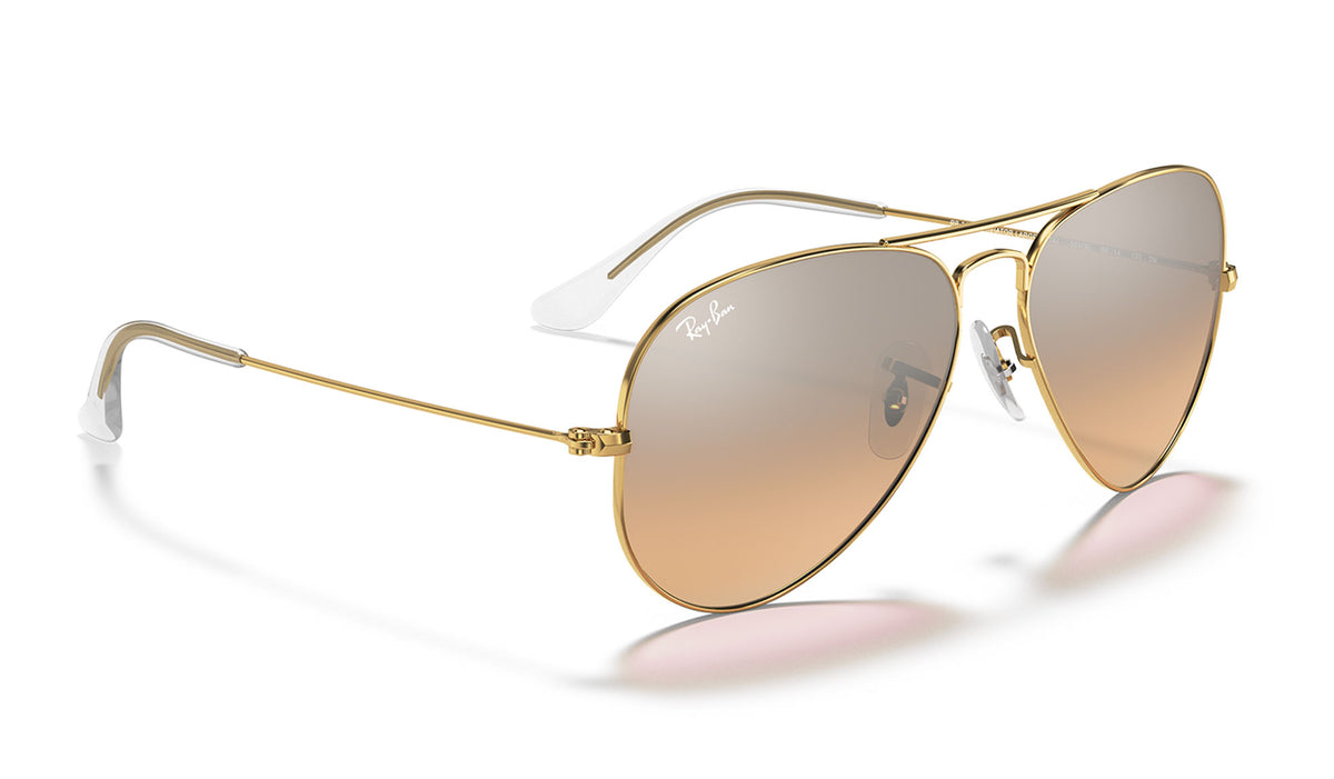 Ray-Ban RB3025 Aviator Sunglasses - Gold / Brown Pink Gradient Silver Mirror